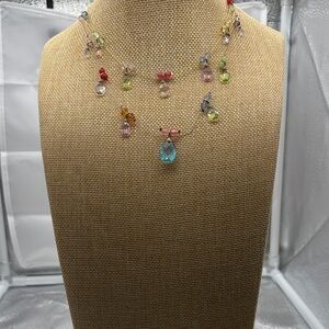 Vibrant Gemstone Necklace with Blue and Red Accents